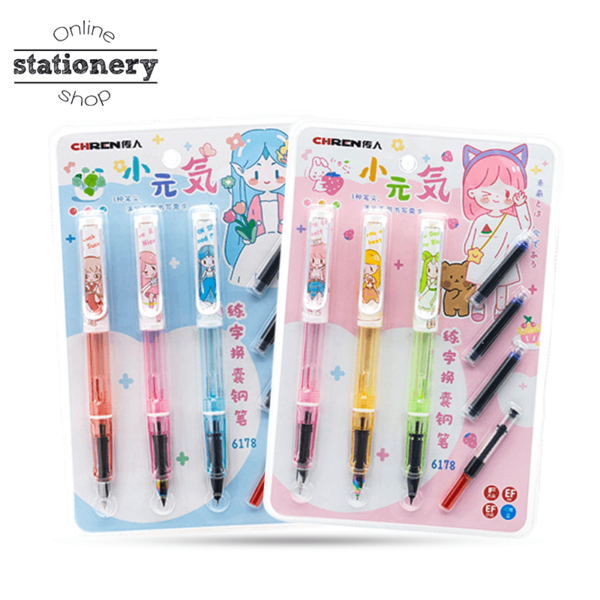 CHREN Little Girl Transparent Fountain Pen Set