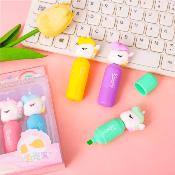 Cute Unicorn Highlighter Markers Set Of 6 Colors - Image 2