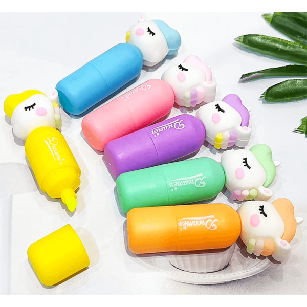 Cute Unicorn Highlighter Markers Set Of 6 Colors - Image 3