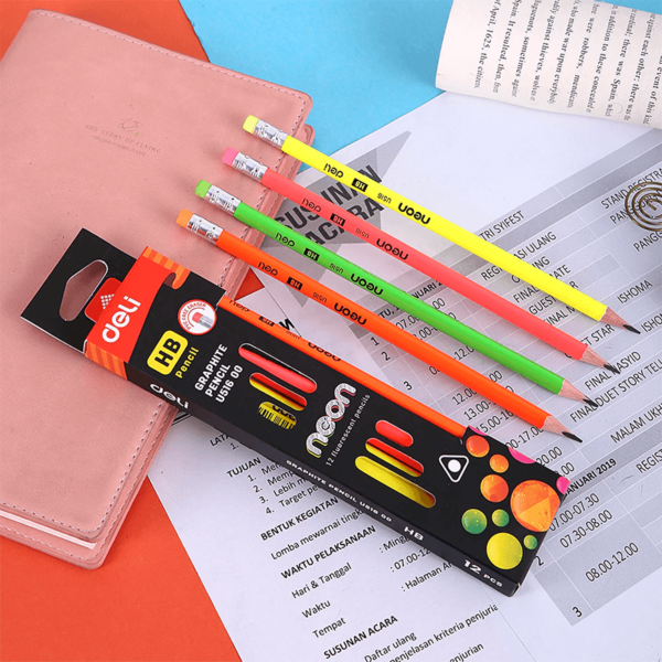 Deli Neon HB Graphite Pencils Pack of 12