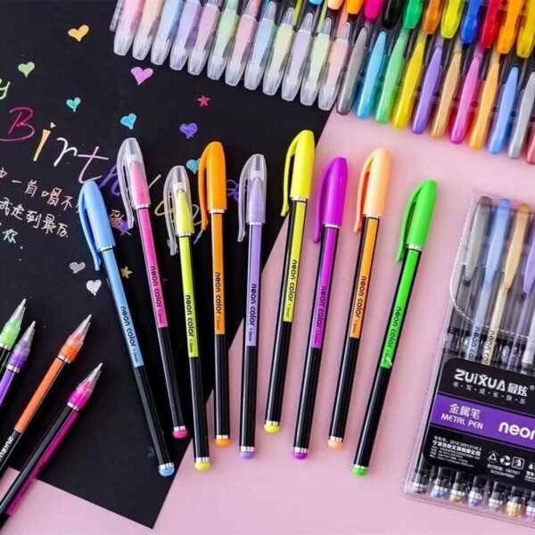 Neon Color Glitter Highlighter Gel Pen Pack of 12 - Image 5