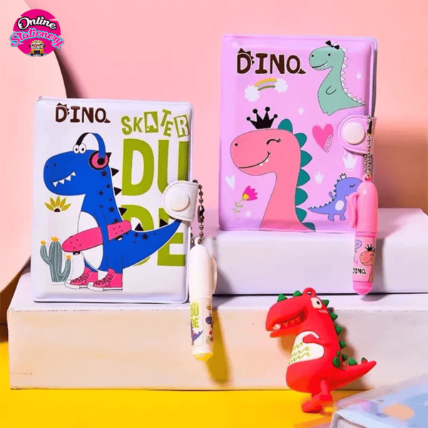 Cute Dino Pocket Notebooks With Pen A7 Size