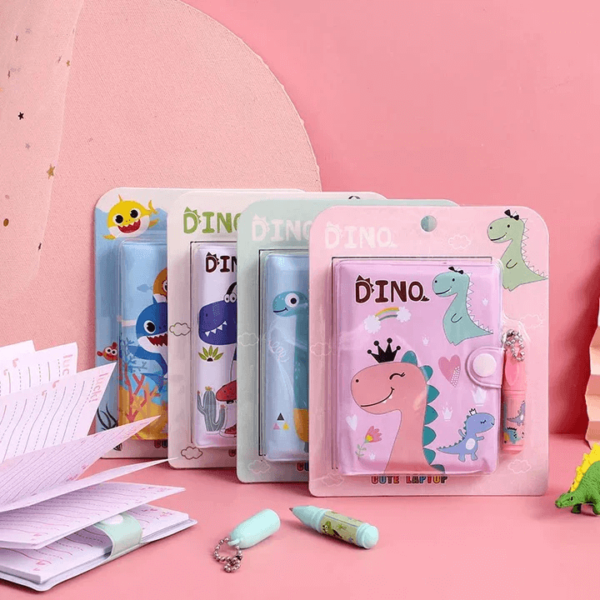 Cute Dino Pocket Notebooks With Pen A7 Size - Image 3