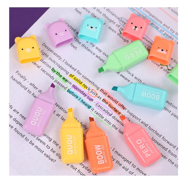 Kawaii Bear Mini Pastel Highlighter Markers Set of 6 Pieces - Image 2