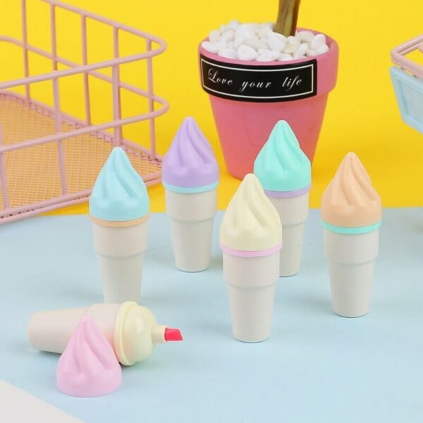 Lovely Shape Ice-Cream Mini Pastel Highlighter Markers Set 6 Pcs - Image 3