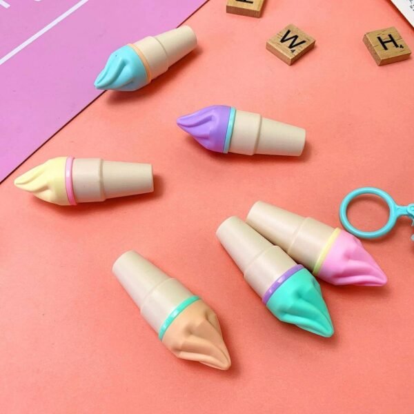 Lovely Shape Ice-Cream Mini Pastel Highlighter Markers Set 6 Pcs - Image 5