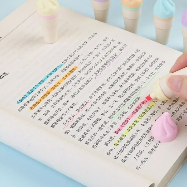 Lovely Shape Ice-Cream Mini Pastel Highlighter Markers Set 6 Pcs - Image 2