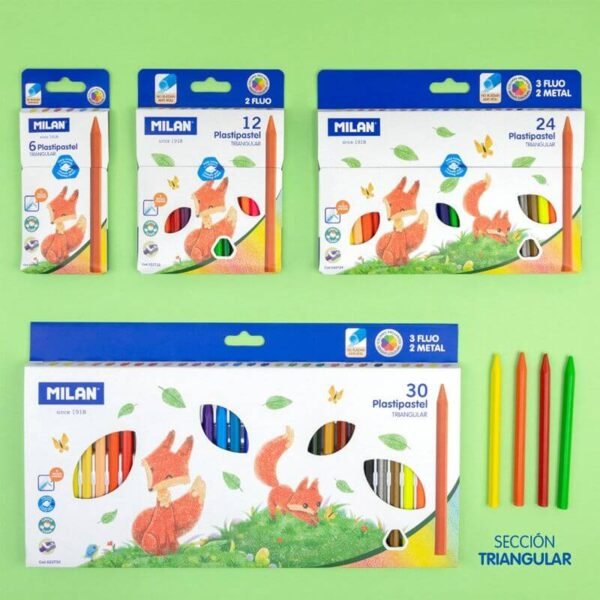 Milan Plasti Pastel Pencil Crayon Set 36PCS - Image 2