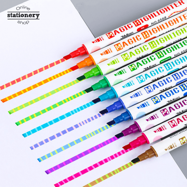 JiMiao Magic Highlighters Marker Dual Side 10PCS