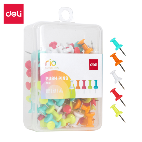 Deli Rio Push Pins Set 100PCS - Image 2