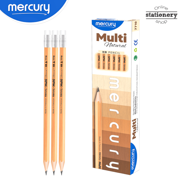 Mercury Multi Natural Lead Pencil Box 12Pcs