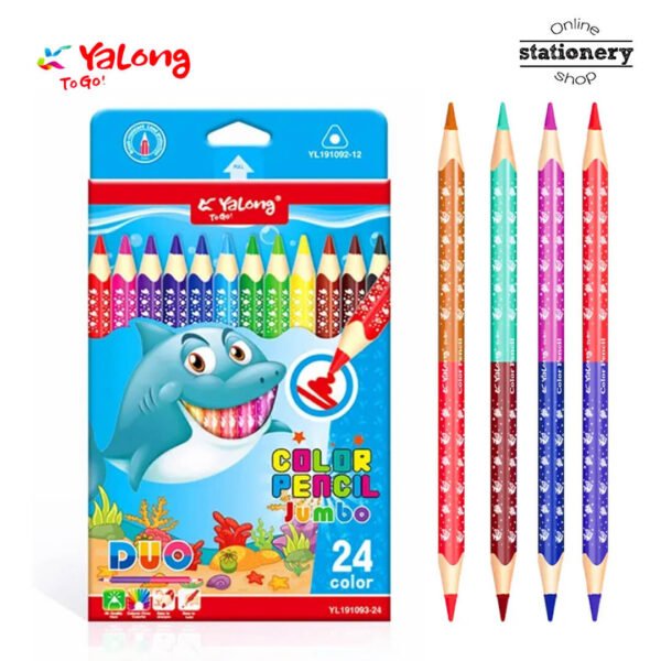 Yalong Dual Side Jumbo Ocean Colored Pencils Set 24