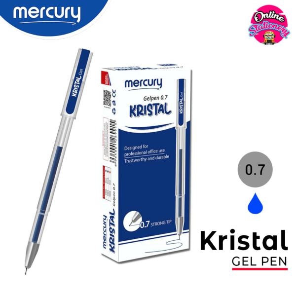 Mercury Kristal Gel Pen 10Pcs Blue Ink