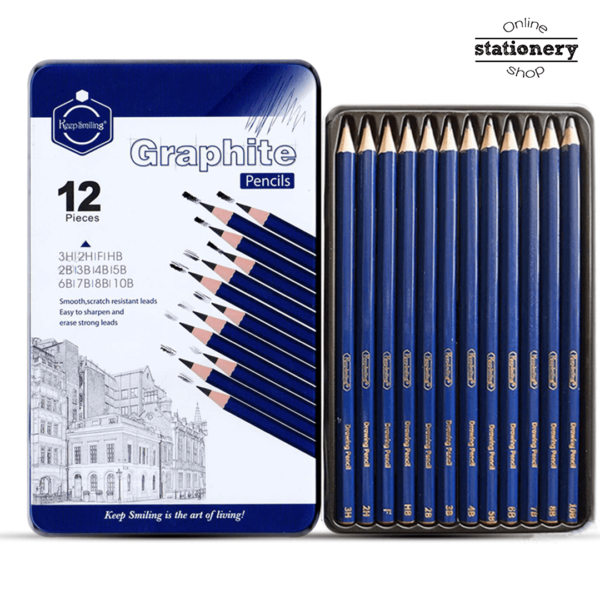 Keep Smiling Graphite Sketch Pencils Set 12Pcs