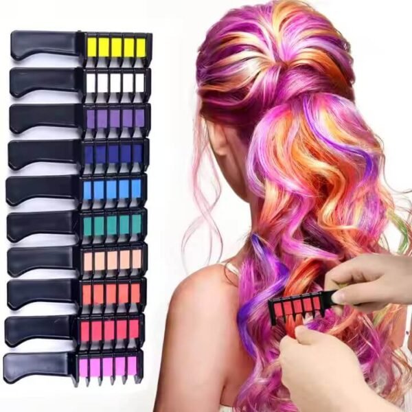 Washable Hair Chalk Comb Pastel Set - Image 2