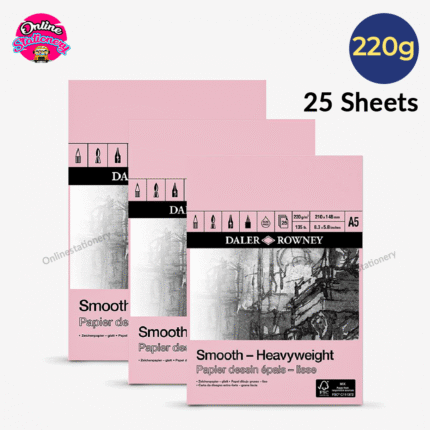 Daler Rowney Heavyweight Smooth Drawing Pads Sketchbook 25 Sheets, 220Gsm
