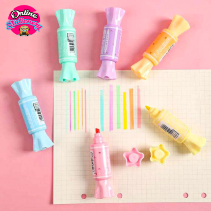 Candy Shaped Dual Tip Highlighter Markers Set 6 pcs
