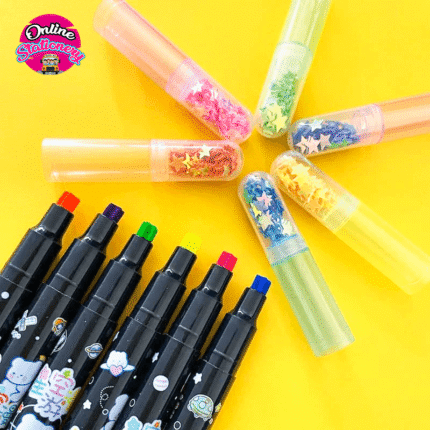 Sequin Stars Space Bunny Stump Highlighter Markers Set 6PCS