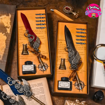 Luxury Vintage Calligraphy Feather Dip Pen Set Stationery Gift Box Style 12