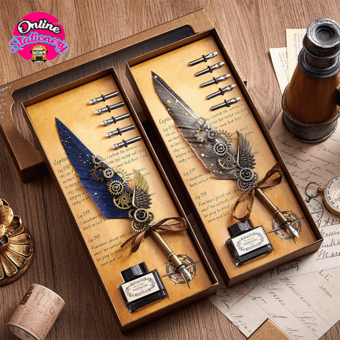 Luxury Vintage Calligraphy Feather Dip Pen Set in Pakistan