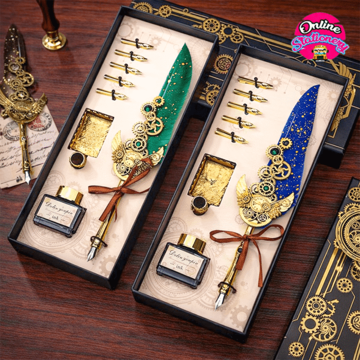 Luxury Vintage Calligraphy Quill Feather Dip Pen Set