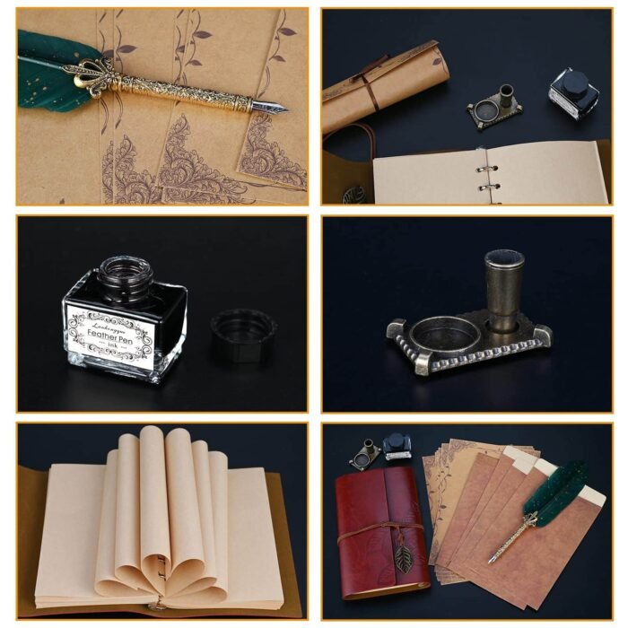 Luxury Vintage Calligraphy Feather Dip Pen Set