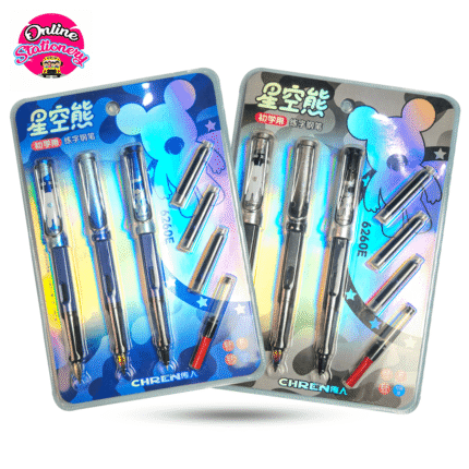 CHREN Bear Black And Blue Fountain Pen Set 3Pcs