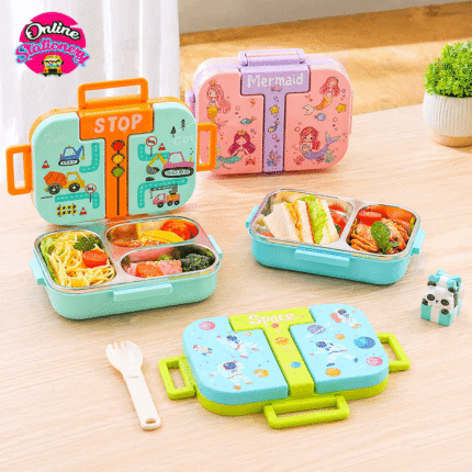 3 Compartment Stainless Steel Lunch Box – Style 7
