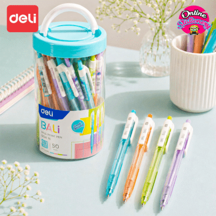 Deli Retractable Ballpoint Pens 0.7mm Blue Ink