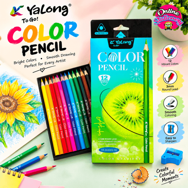 Triangle Bookmark Ideas Yalong Gradient Colored Pencils Set 12Pcs - online Stationery Shop Pakistan
