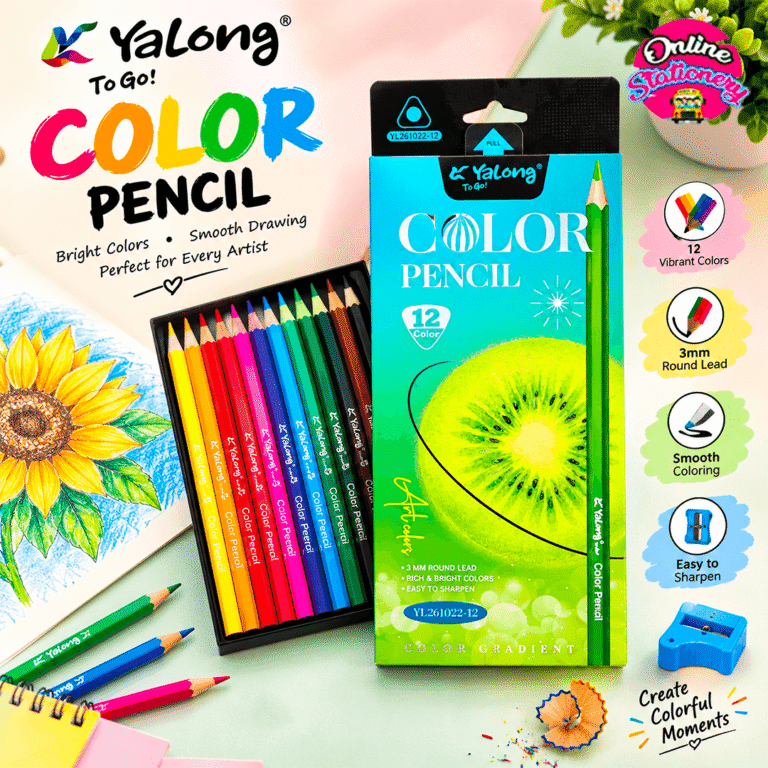 Triangle Bookmark Ideas Yalong Gradient Colored Pencils Set 12Pcs - online Stationery Shop Pakistan